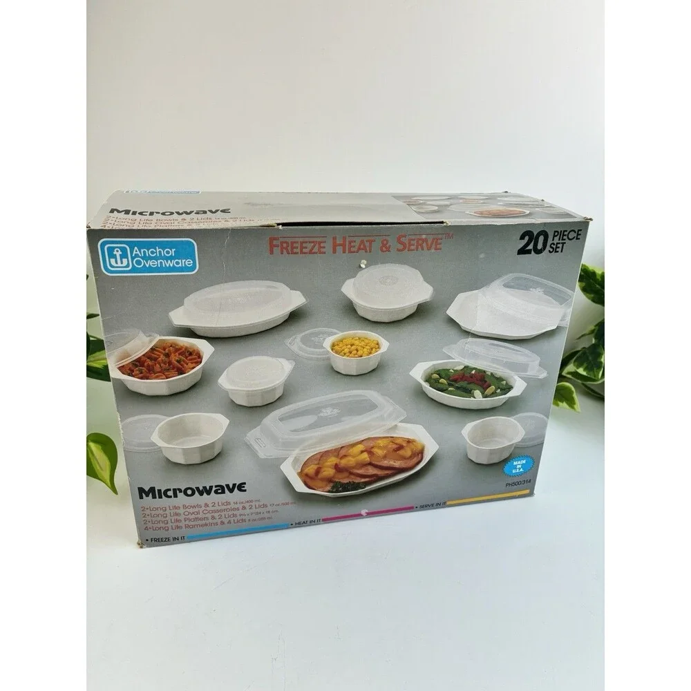 VTG Anchor Hocking Freeze Heat Serve 20 Piece Set NEW NOS Plus 2pc Microwave